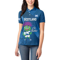 Custom Scotland Rugby 2025 Women Polo Shirt Funny Thistle Mascot Go Scottish!
