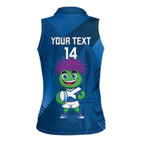 Custom Scotland Rugby 2025 Women Sleeveless Polo Shirt Funny Thistle Mascot Go Scottish!