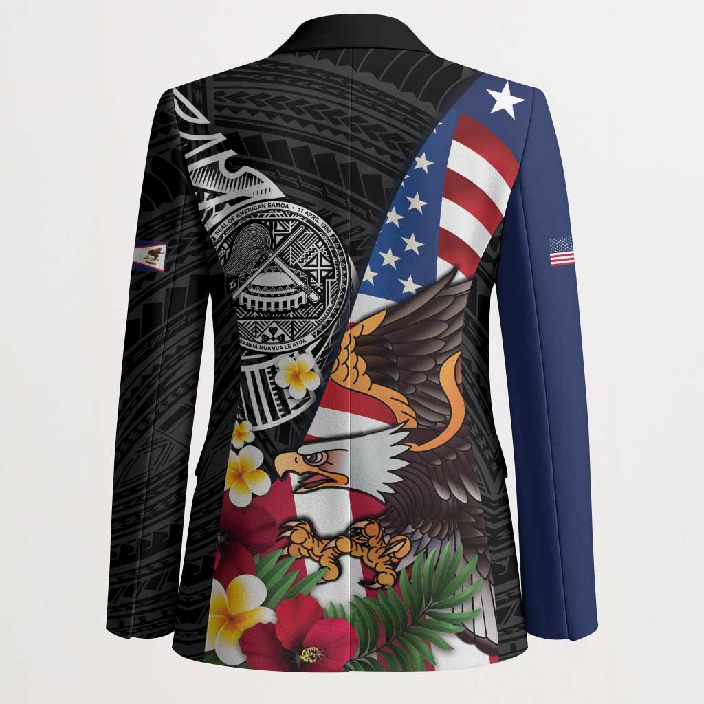United States and American Samoa Blazer USA Flag Eagle With Seal Tropical Flowers