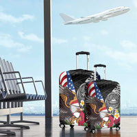 United States and American Samoa Luggage Cover USA Flag Eagle With Seal Tropical Flowers
