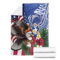 United States and Northern Mariana Islands Blanket USA Flag Eagle CNMI Latte Stone Tropical Flowers