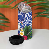 United States and Northern Mariana Islands 4 in 1 Can Cooler Tumbler USA Flag Eagle CNMI Latte Stone Tropical Flowers