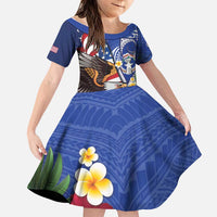 United States and Northern Mariana Islands Family Matching Long Sleeve Bodycon Dress and Hawaiian Shirt USA Flag Eagle CNMI Latte Stone Tropical Flowers