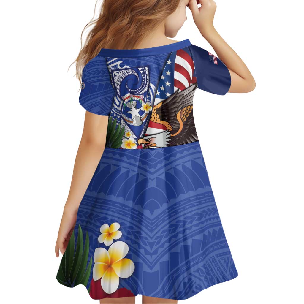 United States and Northern Mariana Islands Family Matching Summer Maxi Dress and Hawaiian Shirt USA Flag Eagle CNMI Latte Stone Tropical Flowers