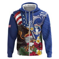 United States and Northern Mariana Islands Hoodie USA Flag Eagle CNMI Latte Stone Tropical Flowers
