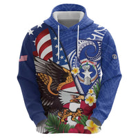 United States and Northern Mariana Islands Hoodie USA Flag Eagle CNMI Latte Stone Tropical Flowers