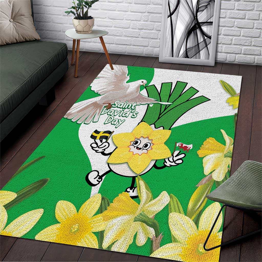 Wales Saint David's Day Area Rug Welsh Funny Leek Daffodil