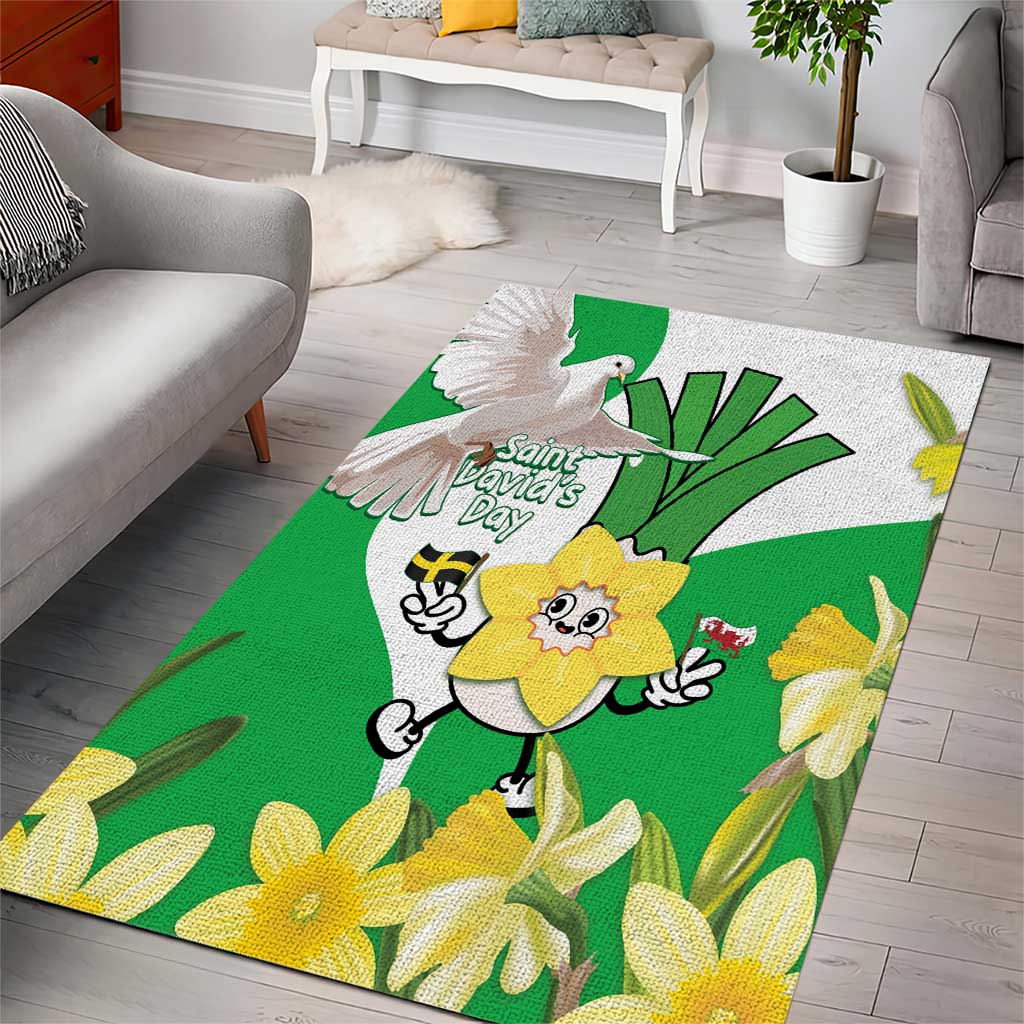Wales Saint David's Day Area Rug Welsh Funny Leek Daffodil