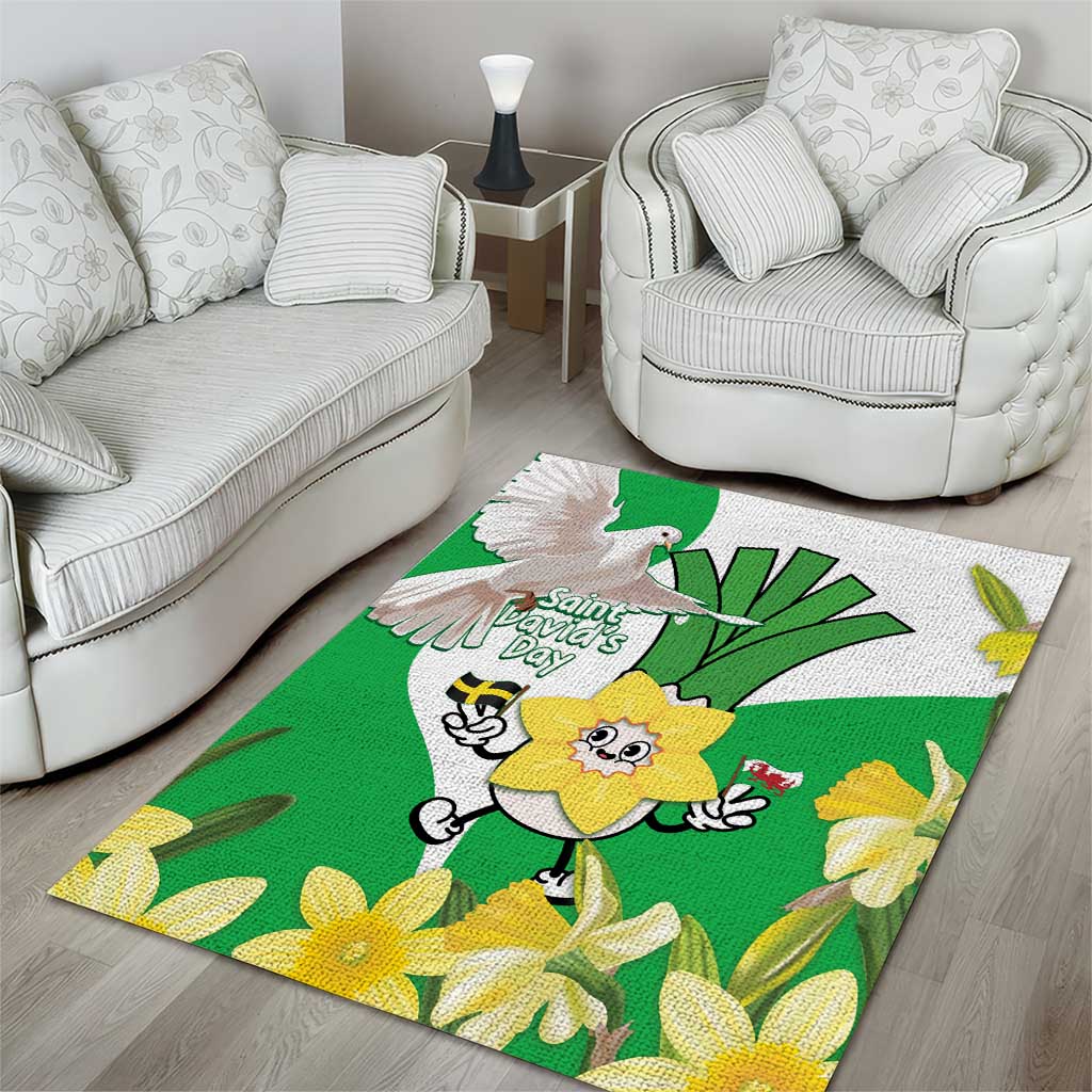 Wales Saint David's Day Area Rug Welsh Funny Leek Daffodil