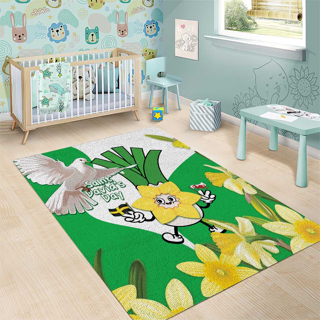 Wales Saint David's Day Area Rug Welsh Funny Leek Daffodil