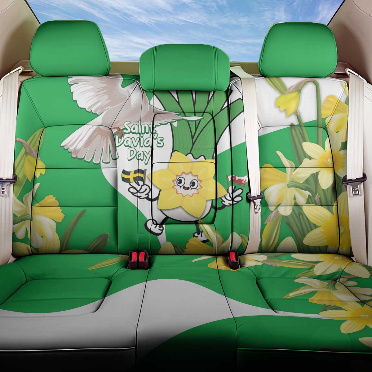 Wales Saint David's Day Back Car Seat Cover Welsh Funny Leek Daffodil