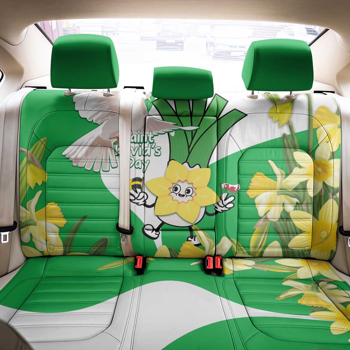 Wales Saint David's Day Back Car Seat Cover Welsh Funny Leek Daffodil
