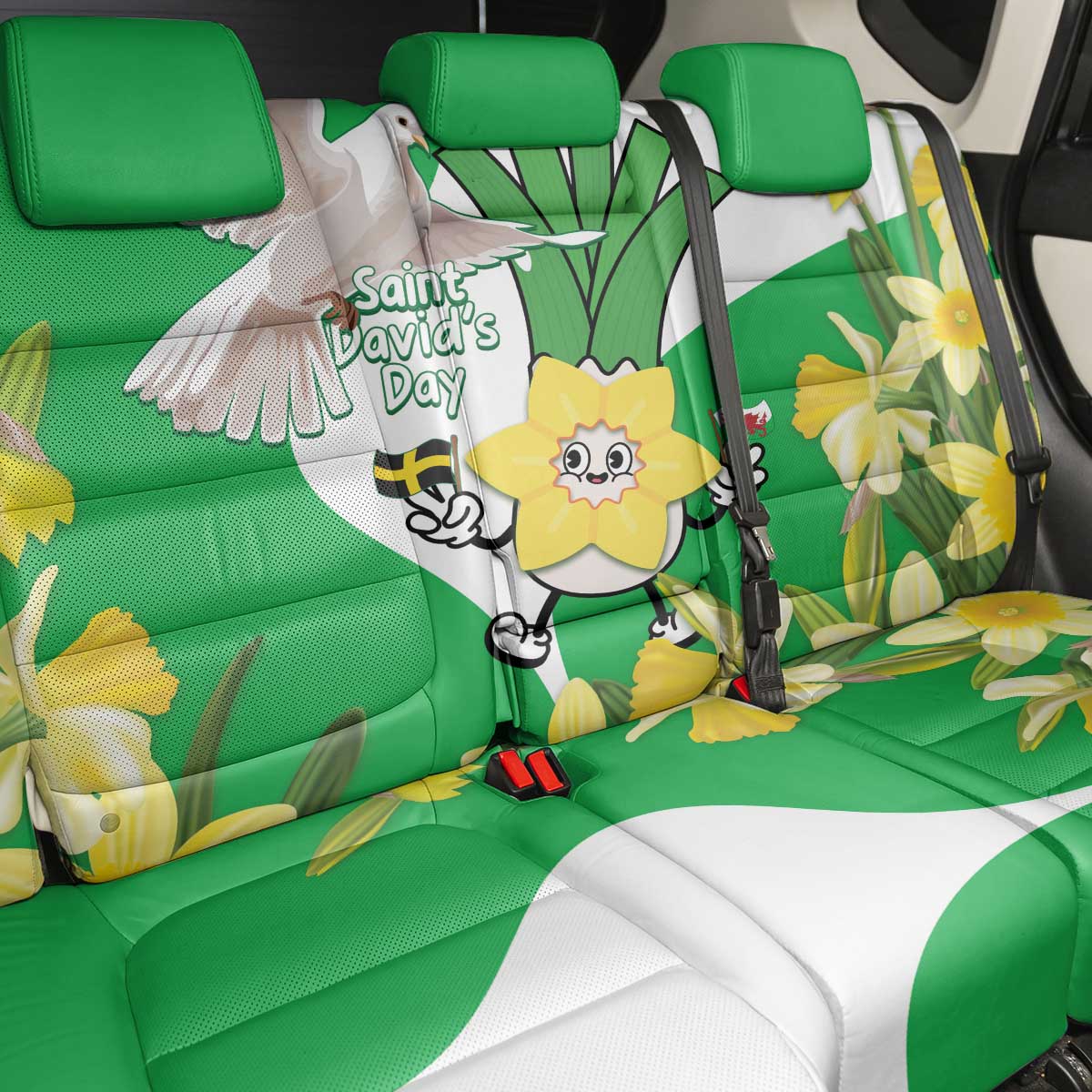 Wales Saint David's Day Back Car Seat Cover Welsh Funny Leek Daffodil