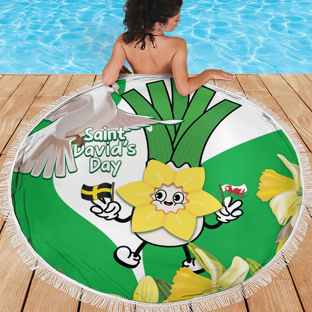 Wales Saint David's Day Beach Blanket Welsh Funny Leek Daffodil