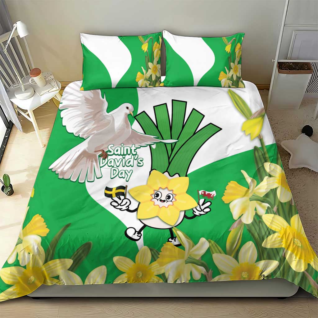 Wales Saint David's Day Bedding Set Welsh Funny Leek Daffodil