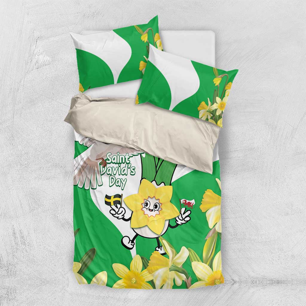 Wales Saint David's Day Bedding Set Welsh Funny Leek Daffodil
