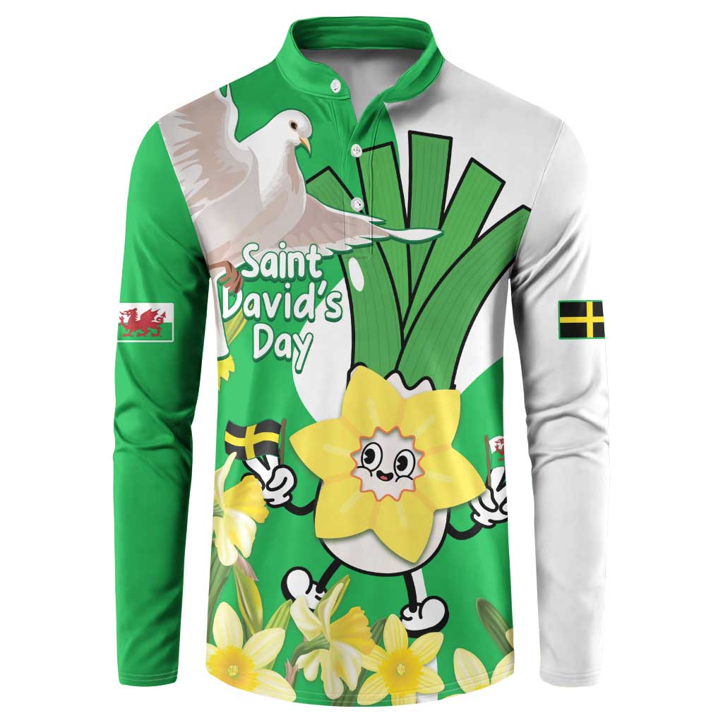 Wales Saint David's Day Button Sweatshirt Welsh Funny Leek Daffodil