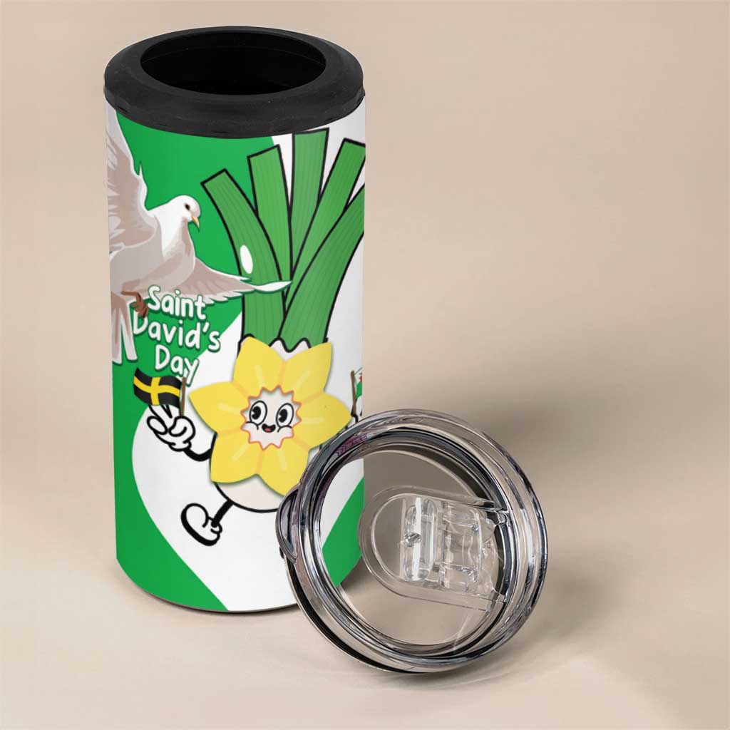 Wales Saint David's Day 4 in 1 Can Cooler Tumbler Welsh Funny Leek Daffodil
