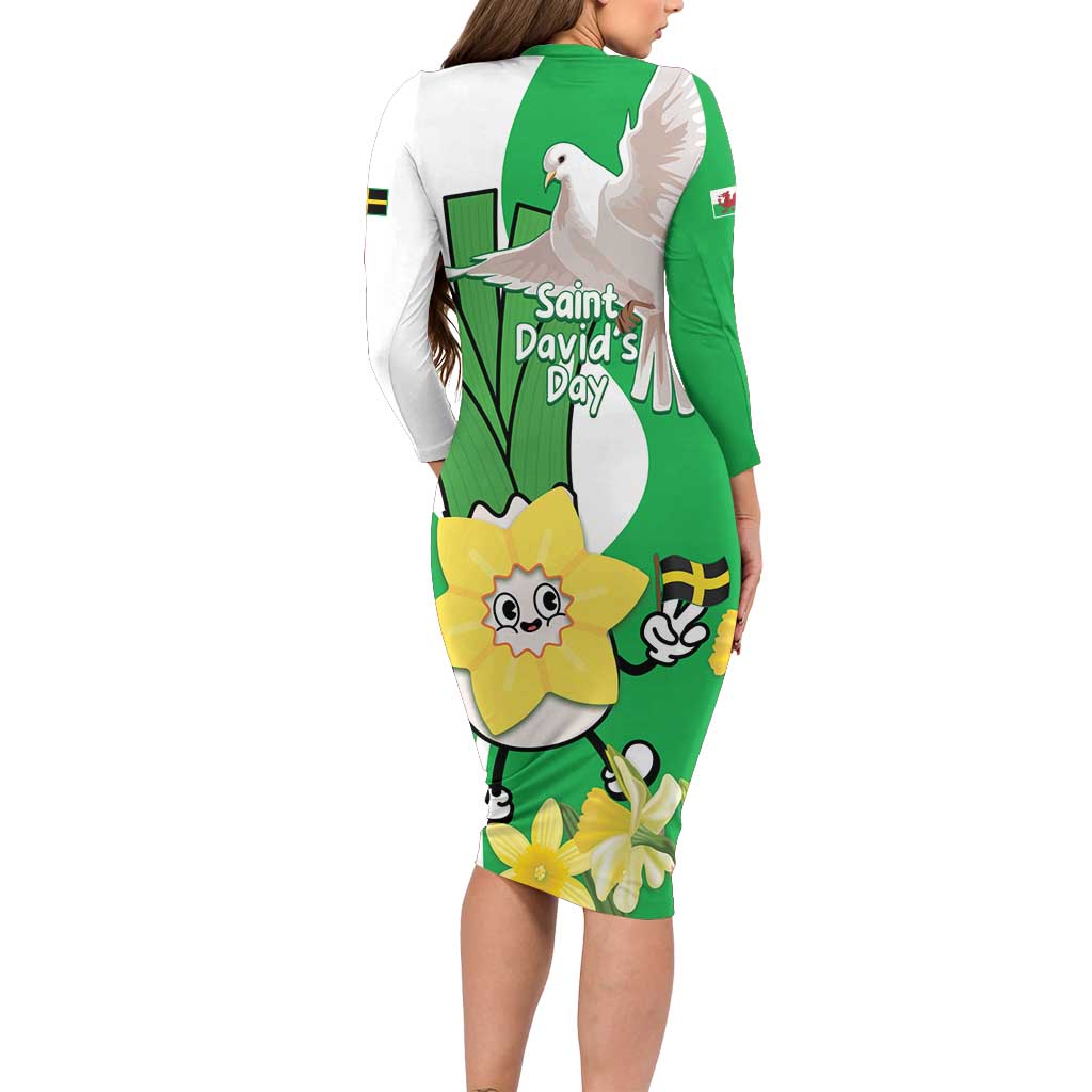 Wales Saint David's Day Family Matching Long Sleeve Bodycon Dress and Hawaiian Shirt Welsh Funny Leek Daffodil