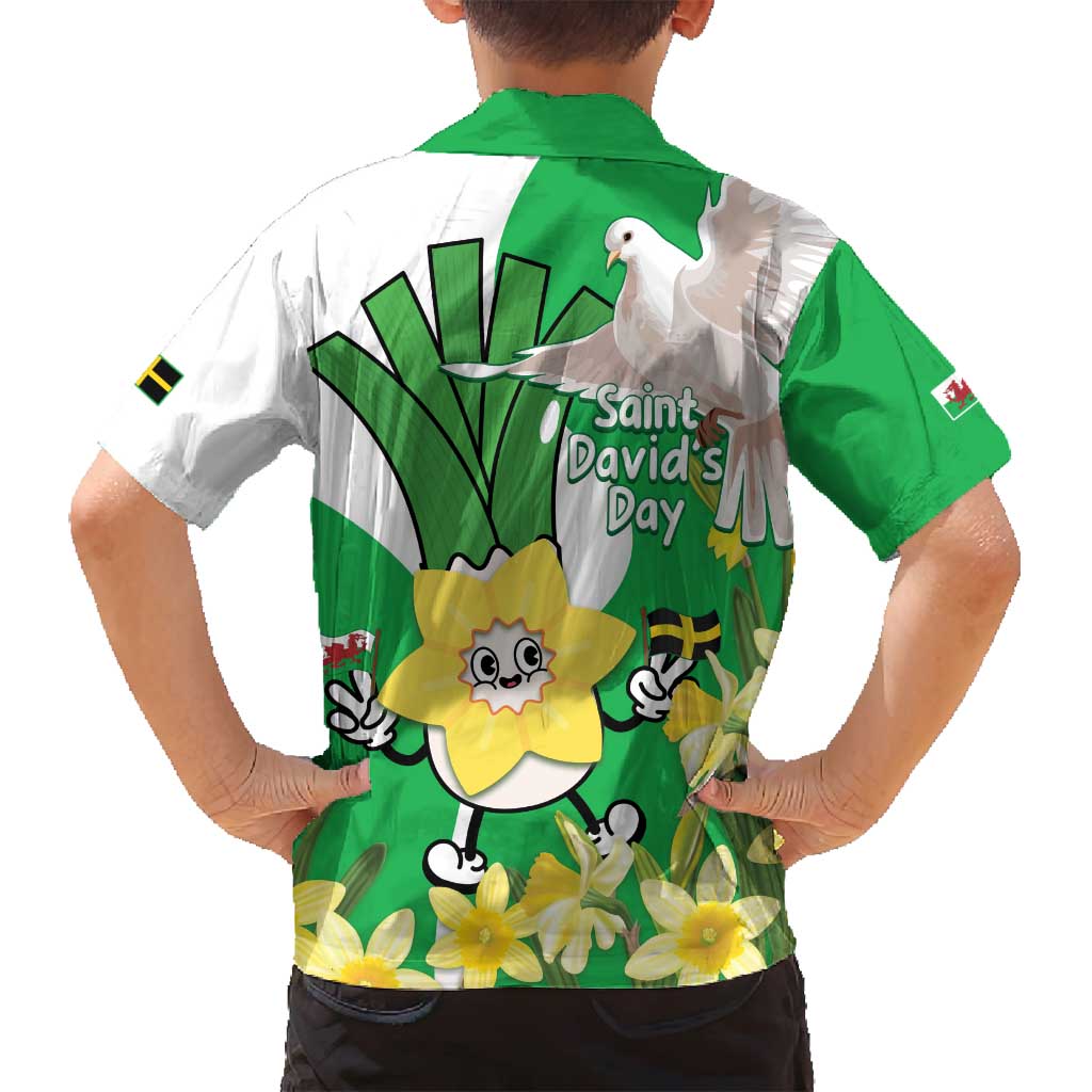 Wales Saint David's Day Family Matching Off Shoulder Maxi Dress and Hawaiian Shirt Welsh Funny Leek Daffodil