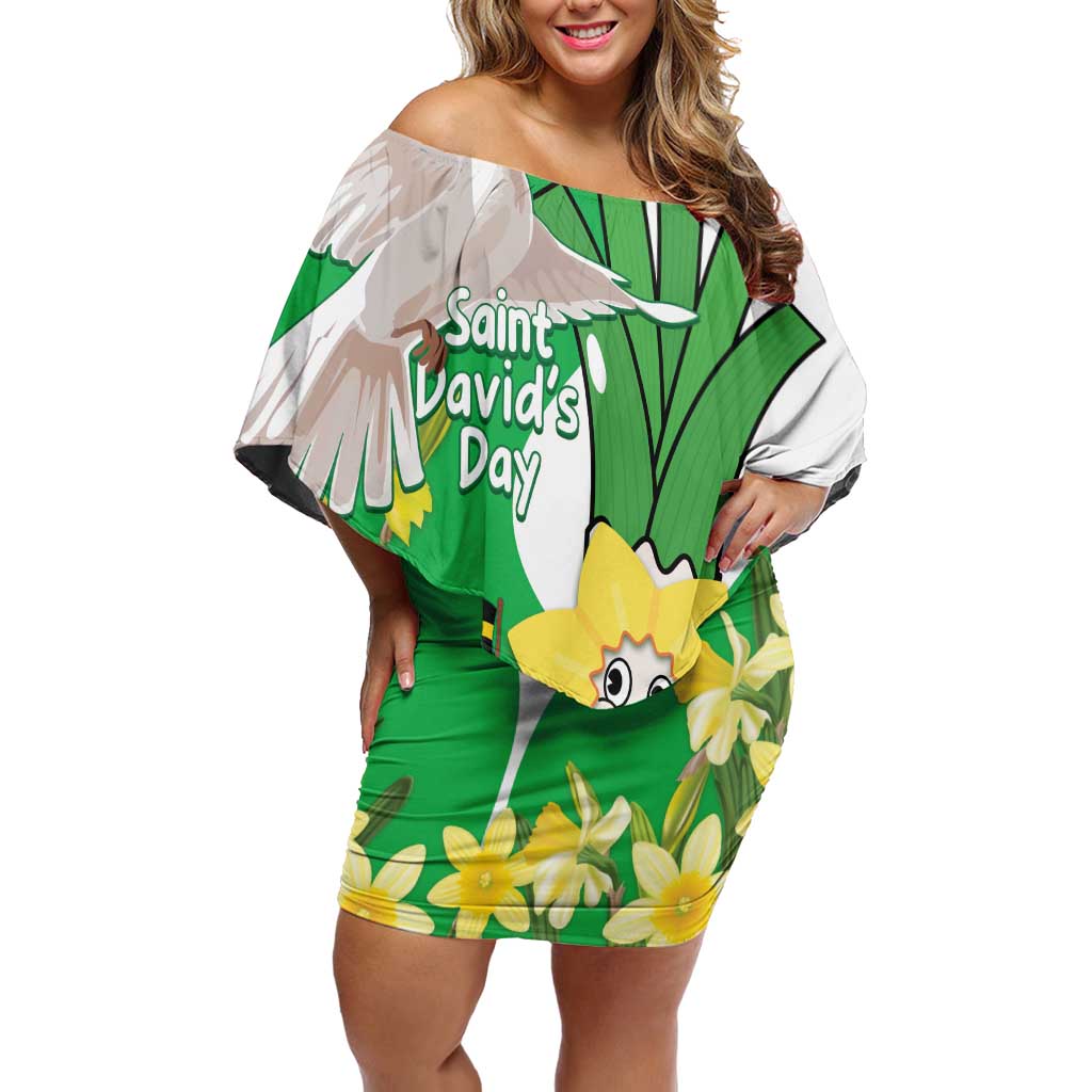 Wales Saint David's Day Family Matching Off Shoulder Short Dress and Hawaiian Shirt Welsh Funny Leek Daffodil