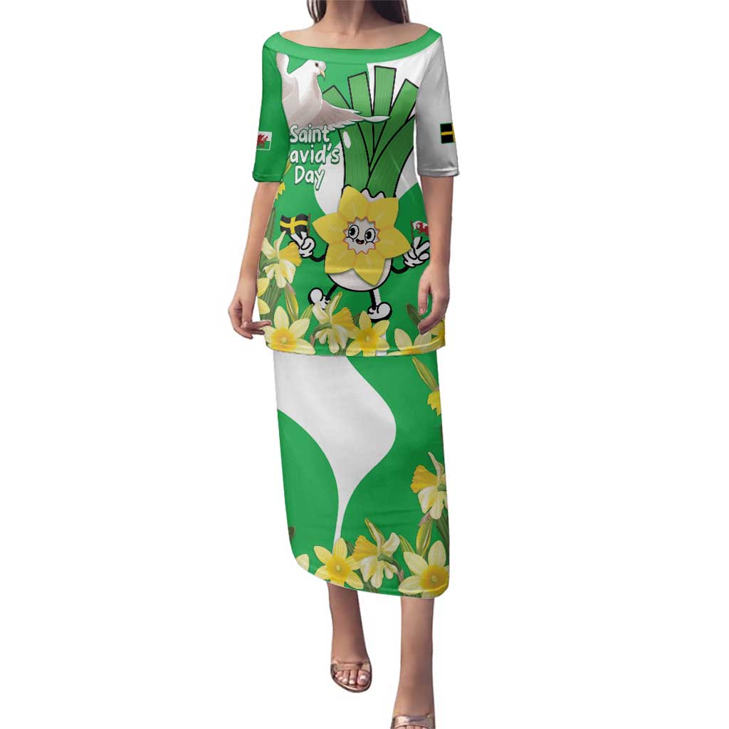 Wales Saint David's Day Family Matching Puletasi and Hawaiian Shirt Welsh Funny Leek Daffodil