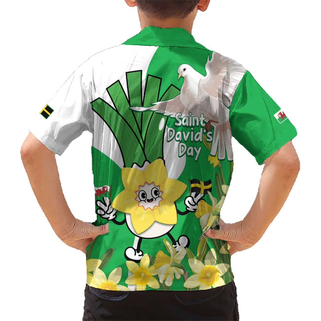 Wales Saint David's Day Family Matching Short Sleeve Bodycon Dress and Hawaiian Shirt Welsh Funny Leek Daffodil