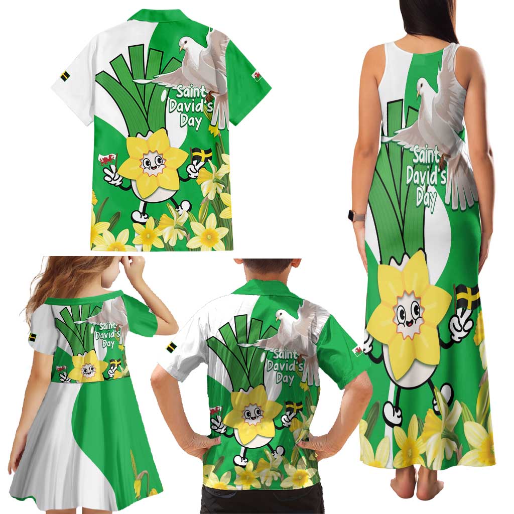 Wales Saint David's Day Family Matching Tank Maxi Dress and Hawaiian Shirt Welsh Funny Leek Daffodil