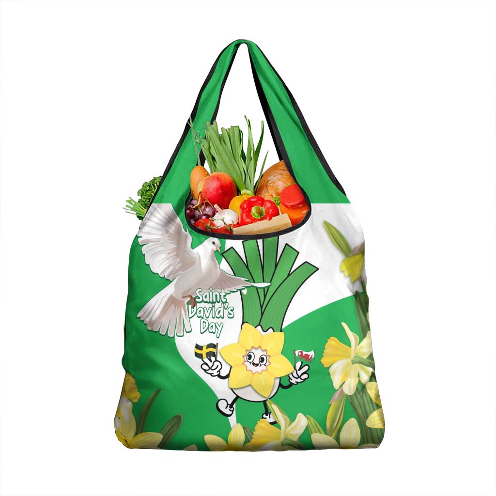 Wales Saint David's Day Grocery Bag Welsh Funny Leek Daffodil