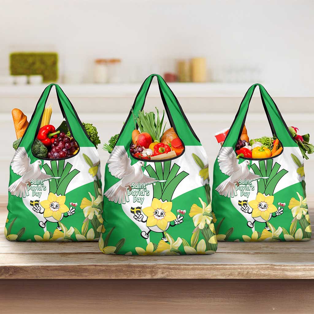 Wales Saint David's Day Grocery Bag Welsh Funny Leek Daffodil