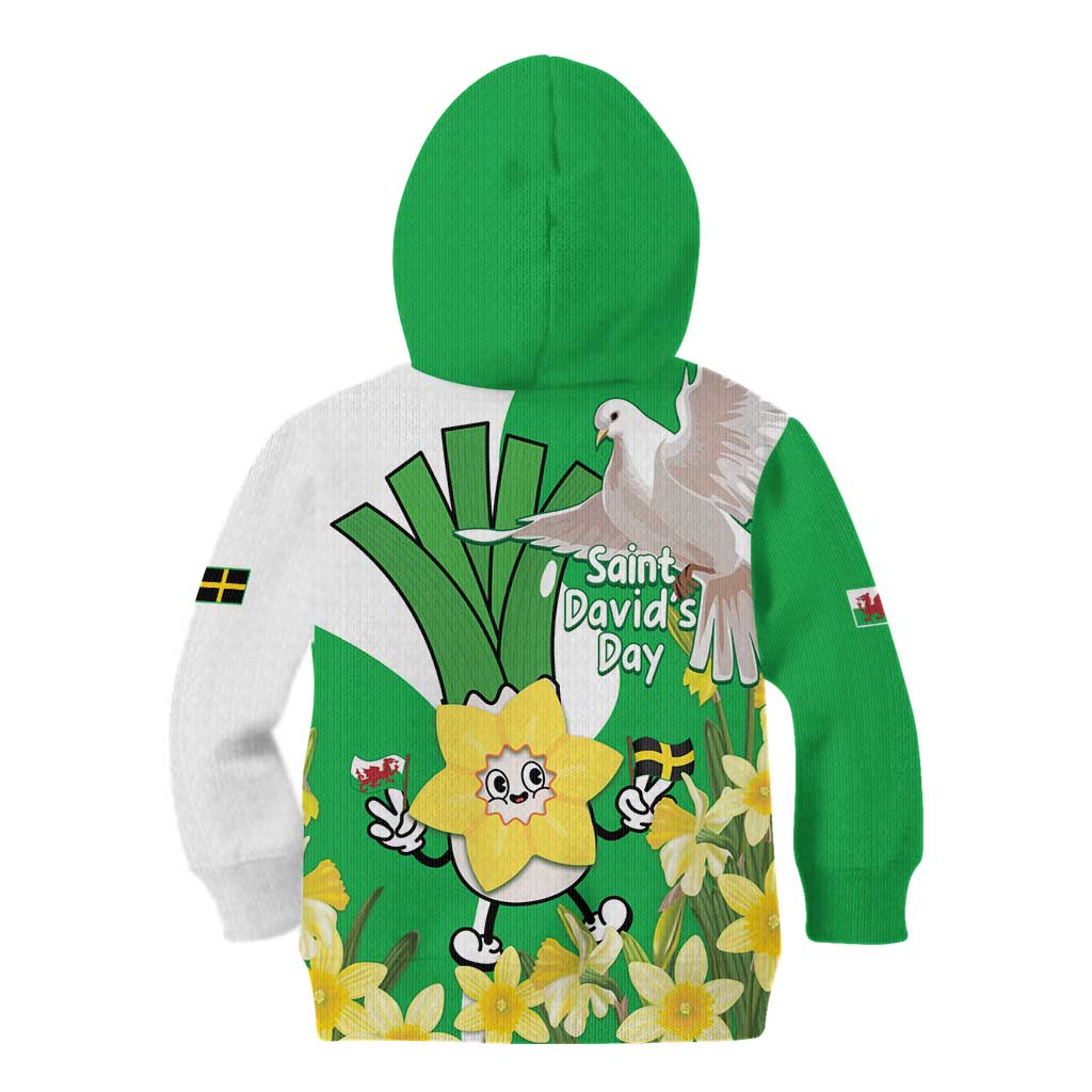 Wales Saint David's Day Kid Hoodie Welsh Funny Leek Daffodil