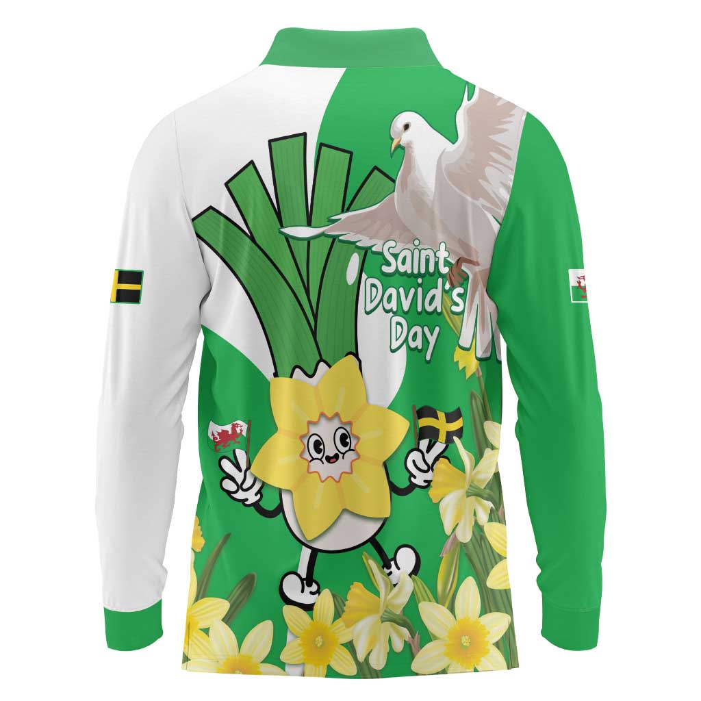 Wales Saint David's Day Long Sleeve Polo Shirt Welsh Funny Leek Daffodil