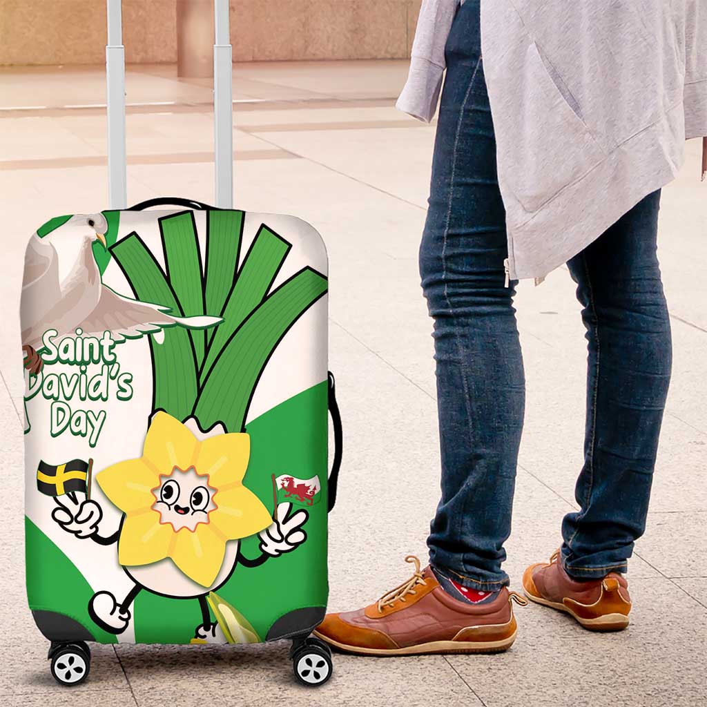 Wales Saint David's Day Luggage Cover Welsh Funny Leek Daffodil