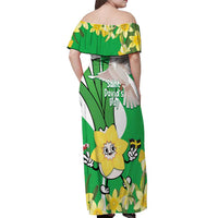 Wales Saint David's Day Off Shoulder Maxi Dress Welsh Funny Leek Daffodil