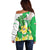 Wales Saint David's Day Off Shoulder Sweater Welsh Funny Leek Daffodil