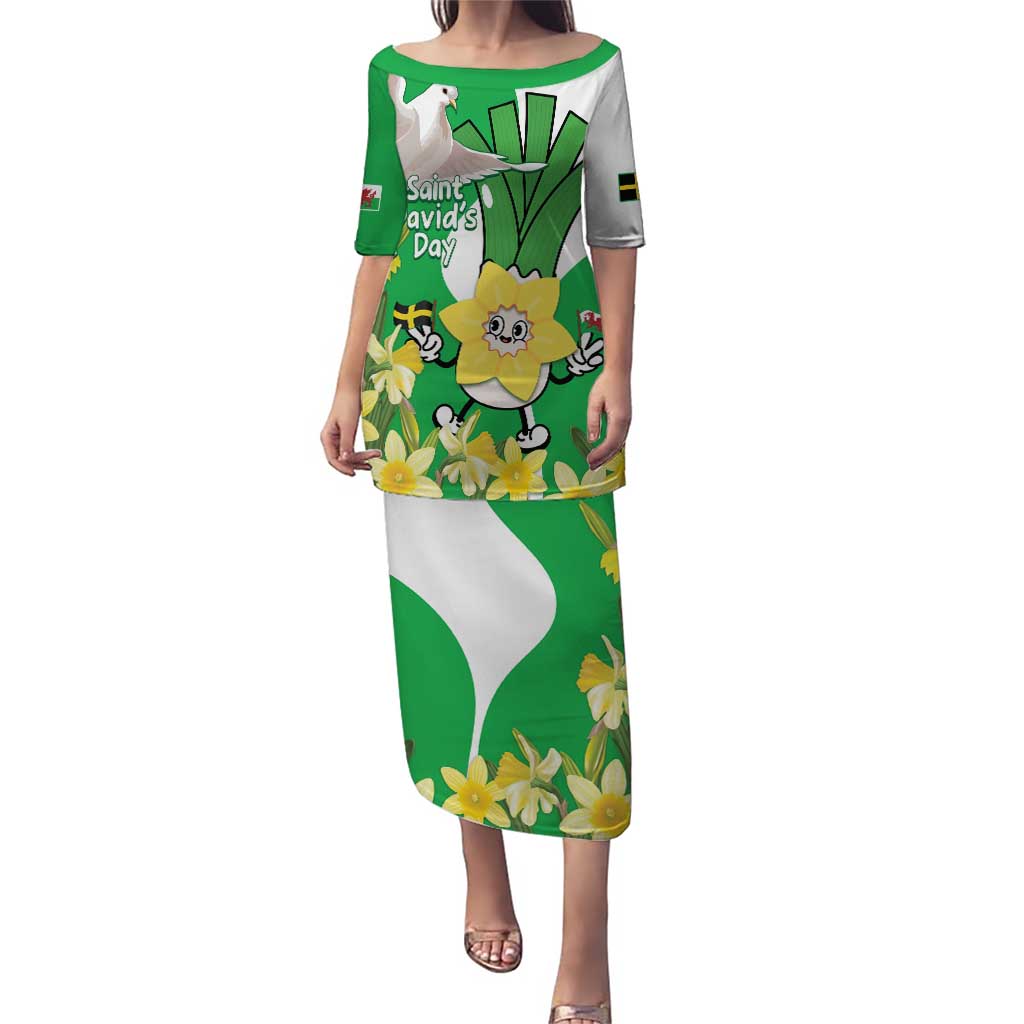 Wales Saint David's Day Puletasi Welsh Funny Leek Daffodil