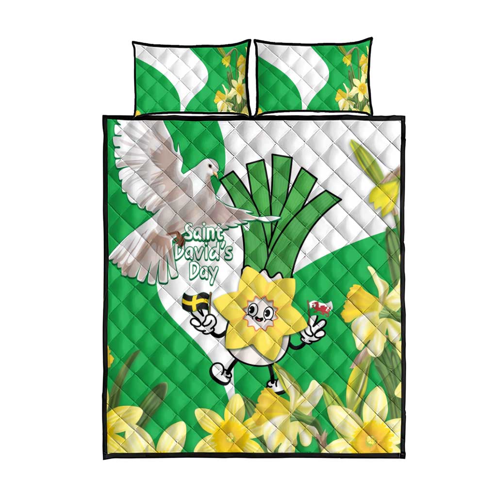 Wales Saint David's Day Quilt Bed Set Welsh Funny Leek Daffodil
