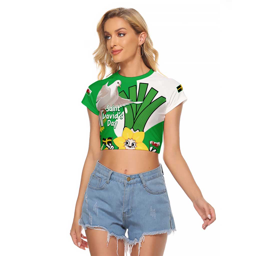 Wales Saint David's Day Raglan Cropped T Shirt Welsh Funny Leek Daffodil