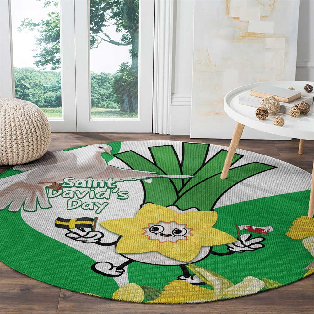 Wales Saint David's Day Round Carpet Welsh Funny Leek Daffodil