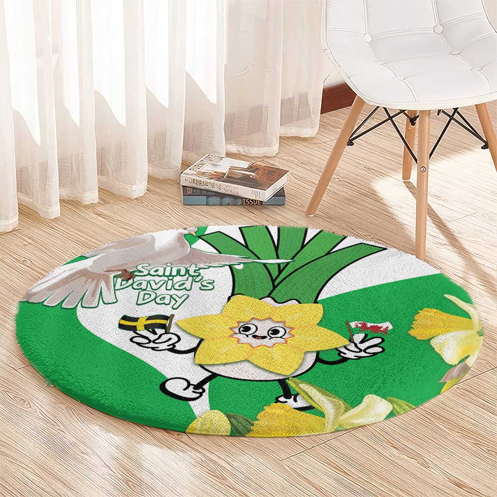 Wales Saint David's Day Round Carpet Welsh Funny Leek Daffodil