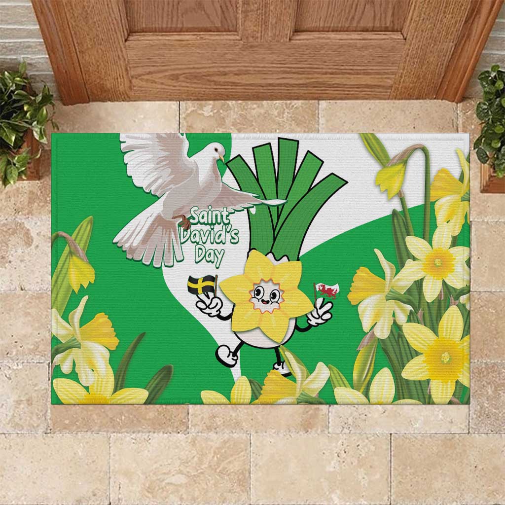 Wales Saint David's Day Rubber Doormat Welsh Funny Leek Daffodil