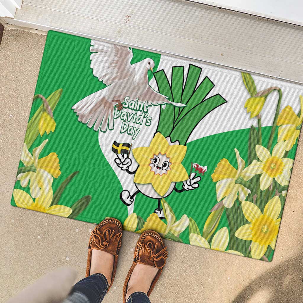 Wales Saint David's Day Rubber Doormat Welsh Funny Leek Daffodil
