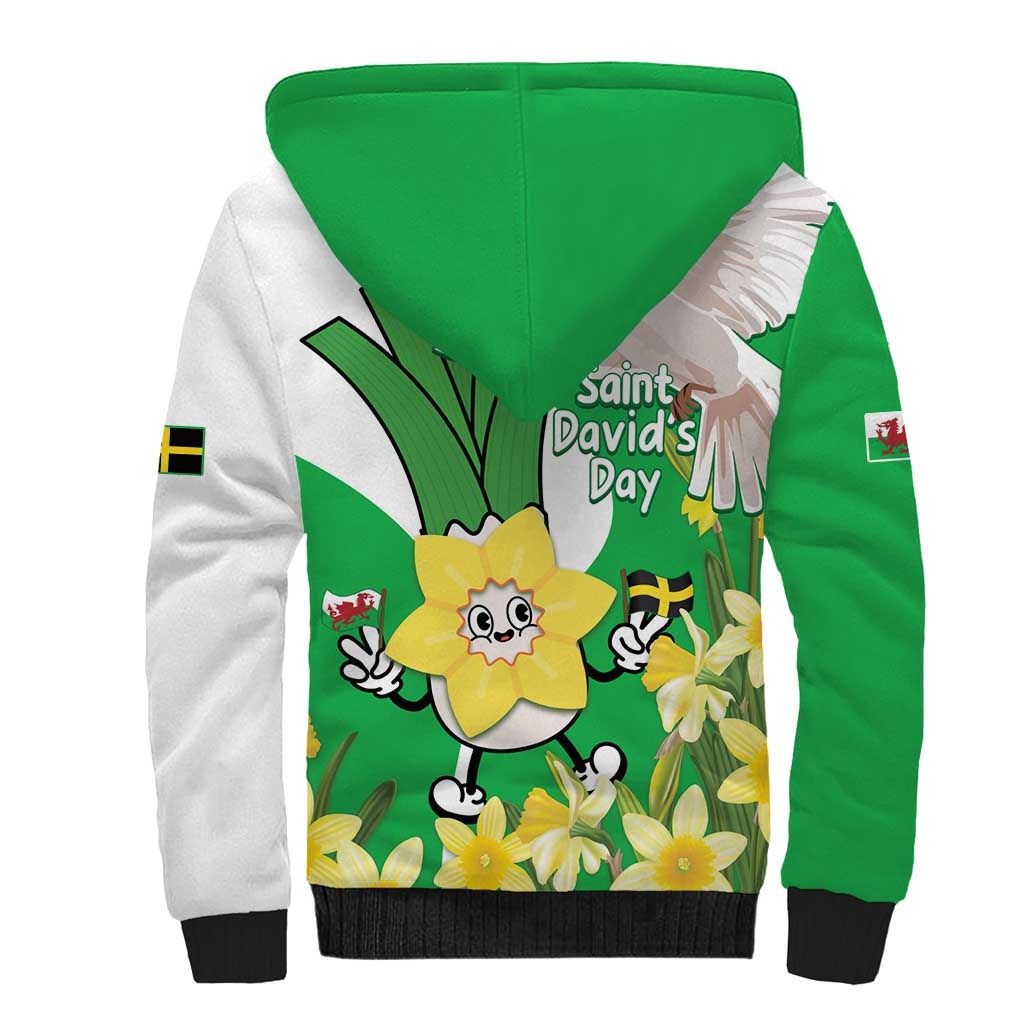 Wales Saint David's Day Sherpa Hoodie Welsh Funny Leek Daffodil