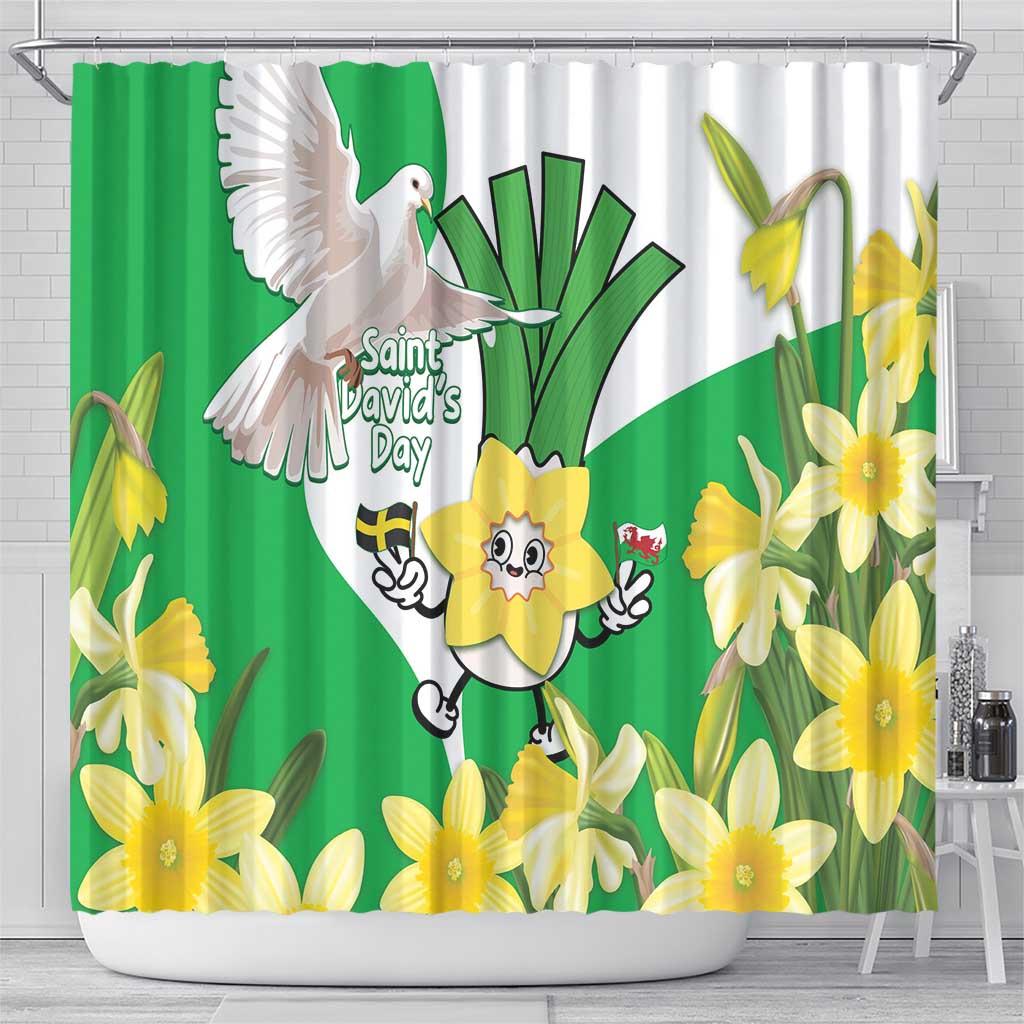 Wales Saint David's Day Shower Curtain Welsh Funny Leek Daffodil
