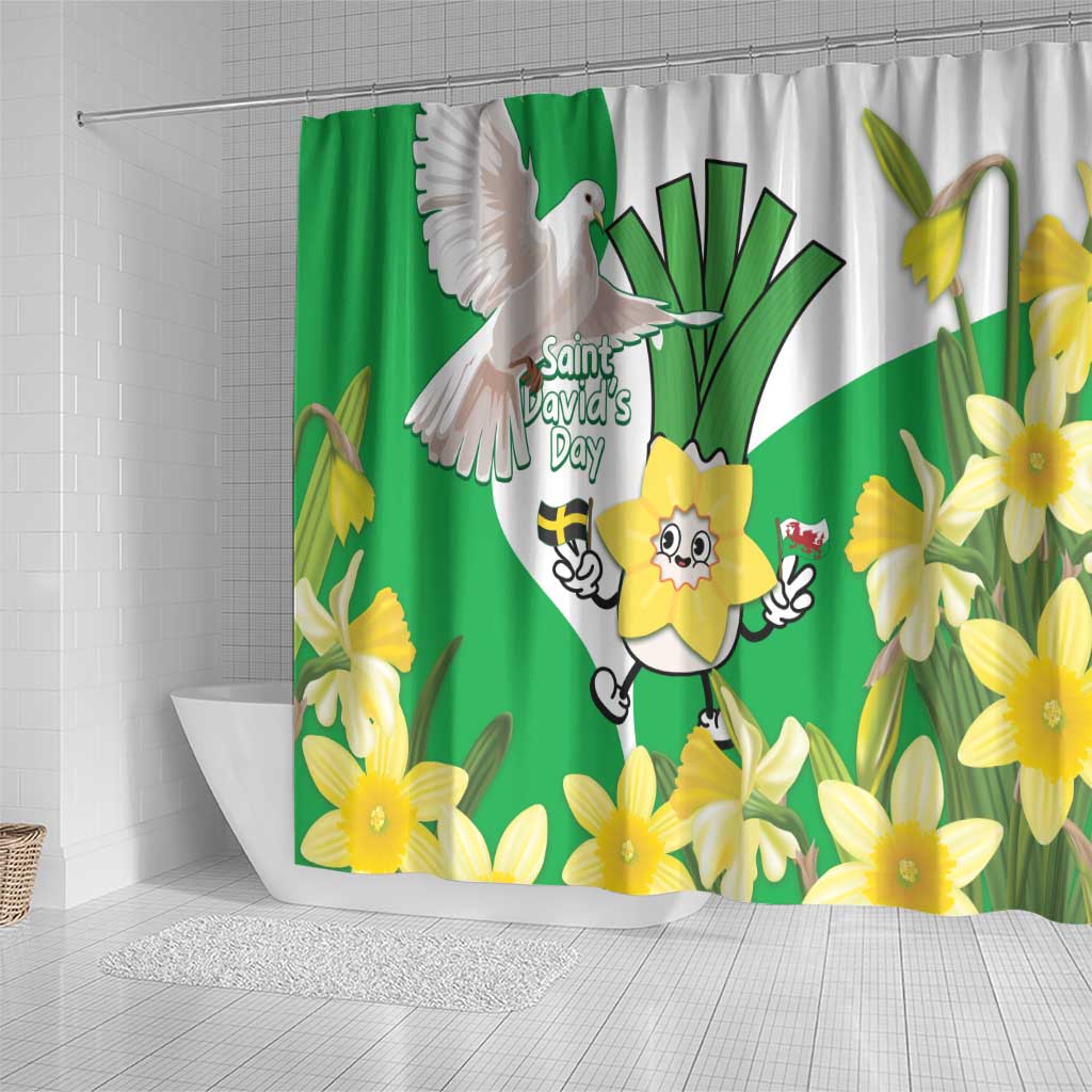 Wales Saint David's Day Shower Curtain Welsh Funny Leek Daffodil