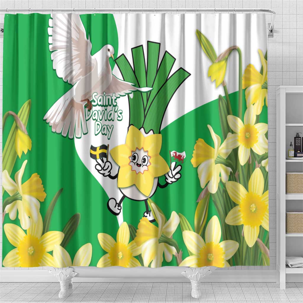 Wales Saint David's Day Shower Curtain Welsh Funny Leek Daffodil