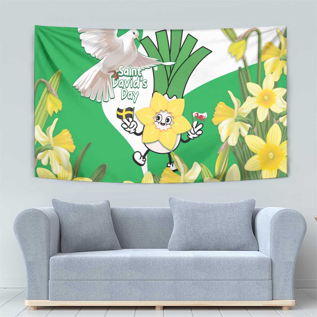 Wales Saint David's Day Tapestry Welsh Funny Leek Daffodil