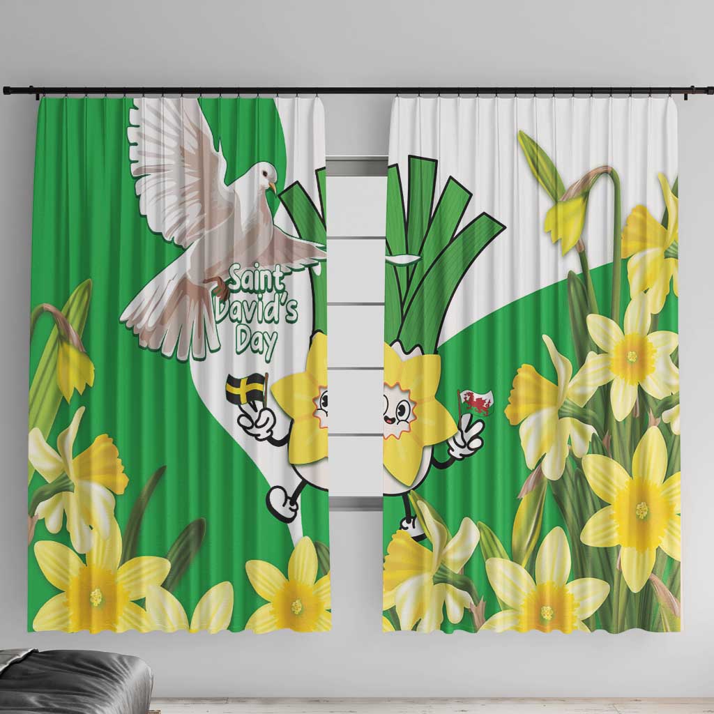 Wales Saint David's Day Window Curtain Welsh Funny Leek Daffodil
