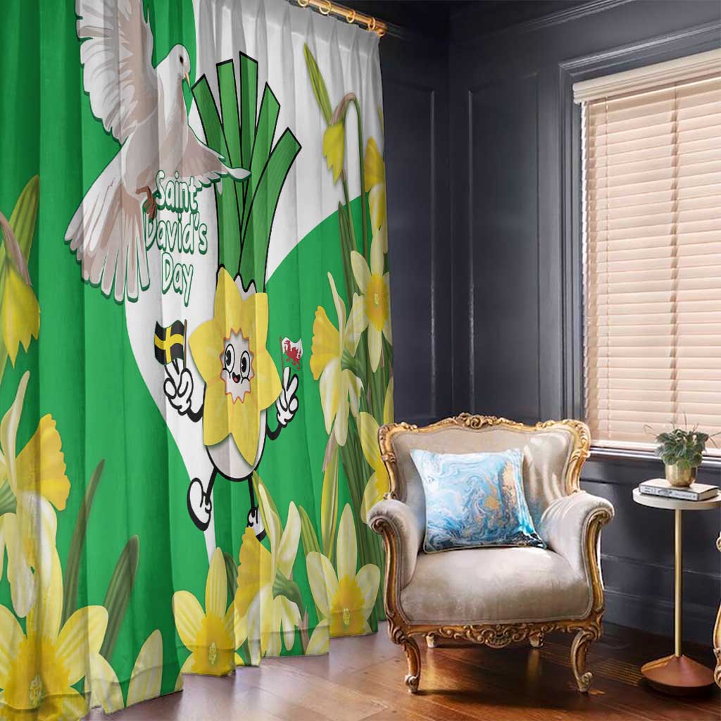 Wales Saint David's Day Window Curtain Welsh Funny Leek Daffodil