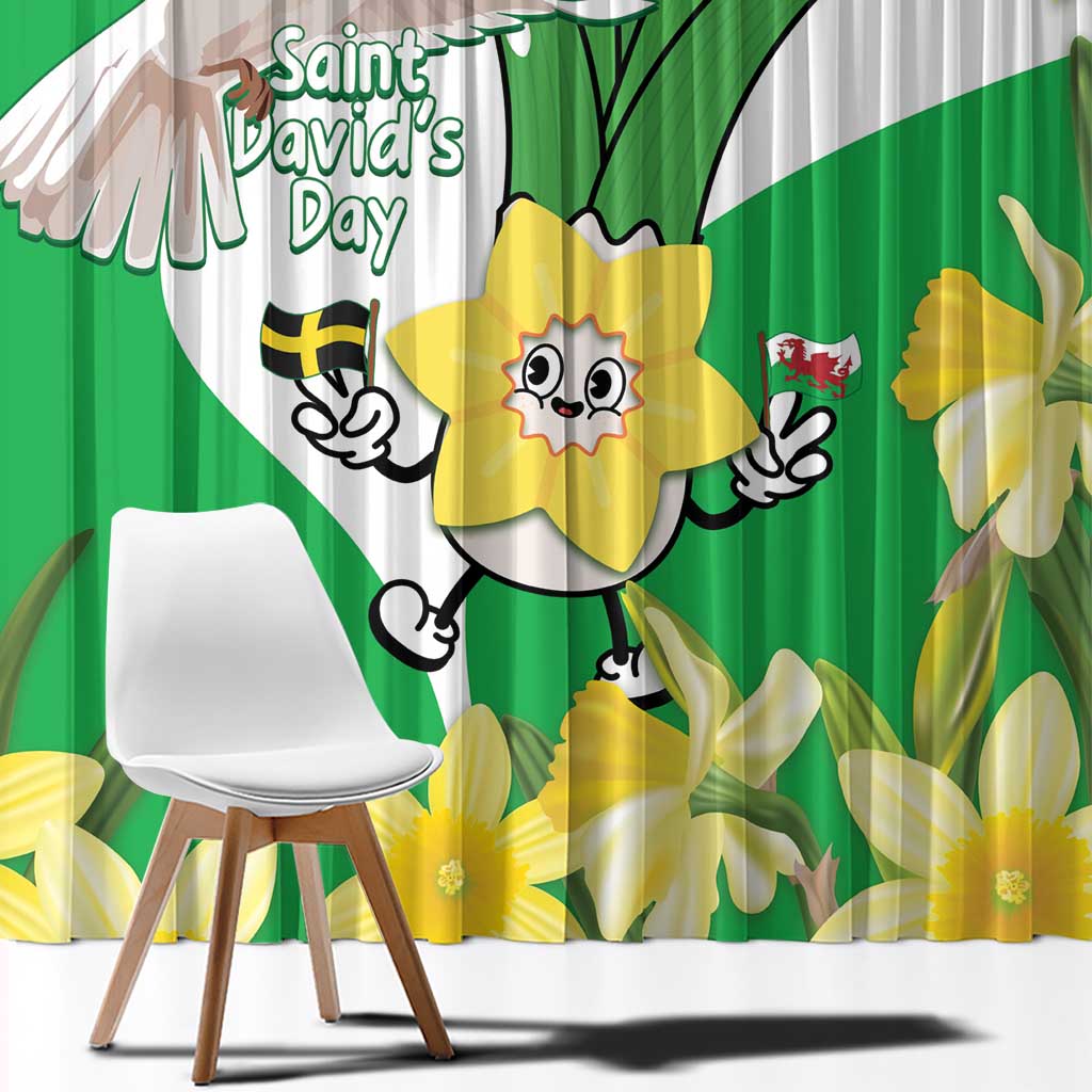 Wales Saint David's Day Window Curtain Welsh Funny Leek Daffodil